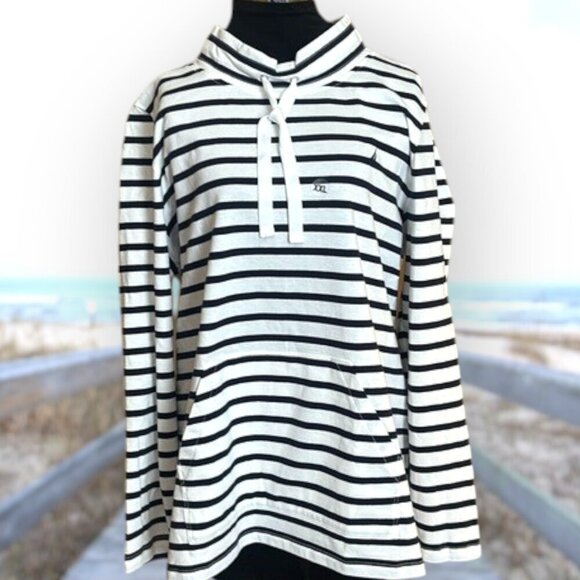 Nautica Navy Blue and White Striped Mock Turtleneck Pullover XXL NWT - Picture 2 of 12